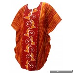 LA LEELA Cotton Batik 01 Women's Kaftan Kimono Nightgown Dress Cover up Orange_k233 B078YVY3T2